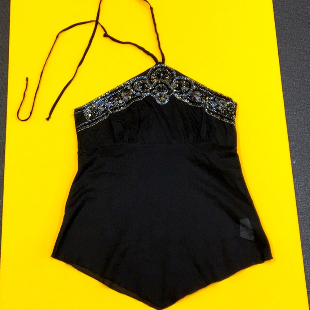 Lovely Used Bebe Beaded Halter Top SzXS